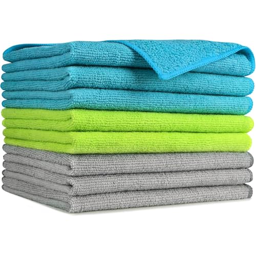 AIDEA Microfiber Cleaning Cloth-8PK, Microfiber Towels for Cars 12"x16" - color: Multi-colored, size: 12in.x16in.