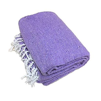 Open Road Goods Solid Color Mexican Yoga Blanket – Large Handwoven Throw for Yoga, Beach, Camping or Home – Soft and Durable Cotton Blend - color: Violet Blanket