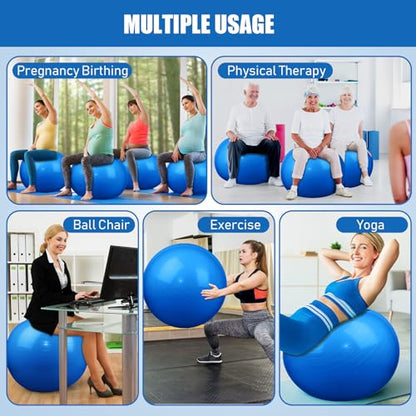 Leyndo 4 Pcs 26 Inch Yoga Exercise Ball Pilates - color: Blue