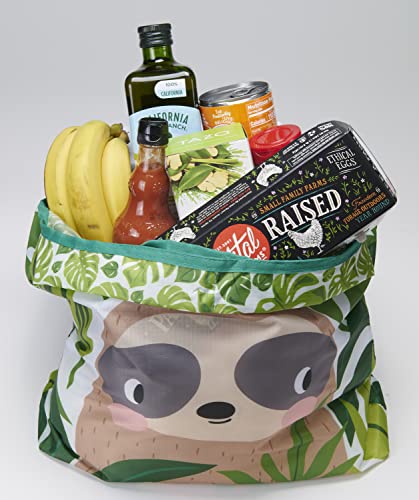 O-WITZ Reusable Grocery Bags | Vibrant Tote Bag For Groceries, Gym, Beach Gear, Toys & More | Washable Design With Large Handles For Maximum Convenience | Folds Into A Small Pouch, Sloth Green - color: Sloth Green