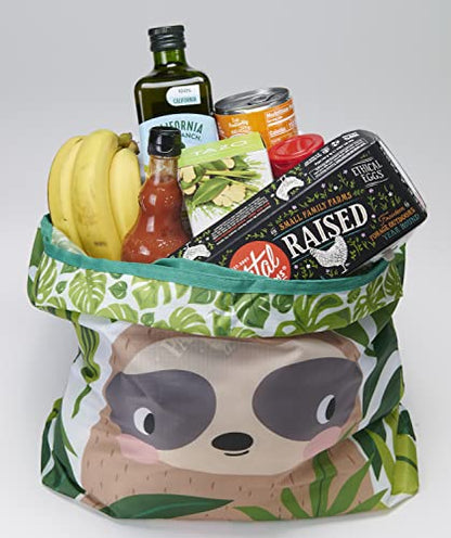 O-WITZ Reusable Grocery Bags | Vibrant Tote Bag For Groceries, Gym, Beach Gear, Toys & More | Washable Design With Large Handles For Maximum Convenience | Folds Into A Small Pouch, Sloth Green - color: Sloth Green
