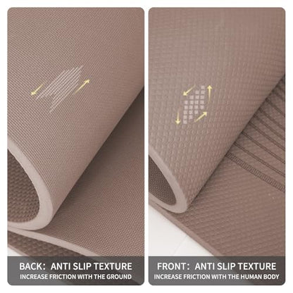 PAIDU Large Yoga Mat 72"x36"x10mm Non-Slip Exercise Mat for Home Gym Studio - color: Brown
