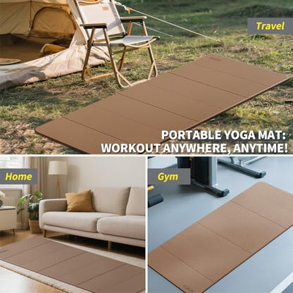 Foldable Yoga Mat Extra Large 74"×31.5" - color: Brown+Black