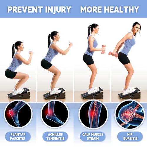 Wood Slant Board Calf Stretcher - Professional Calf Stretcher Slant Board for Physical Therapy, Incline Stretching, and Rehabilitation Exercises - Durable and Adjustable Balance Tool