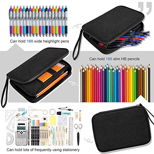 Big Capacity Storage Pouch Marker Pen Pencil Case Simple Stationery Bag Box Art Tool & Sketch Storage Boxes for Bullet Journal Middle High School Office College Student Girl Women Adult Teen - color: Black