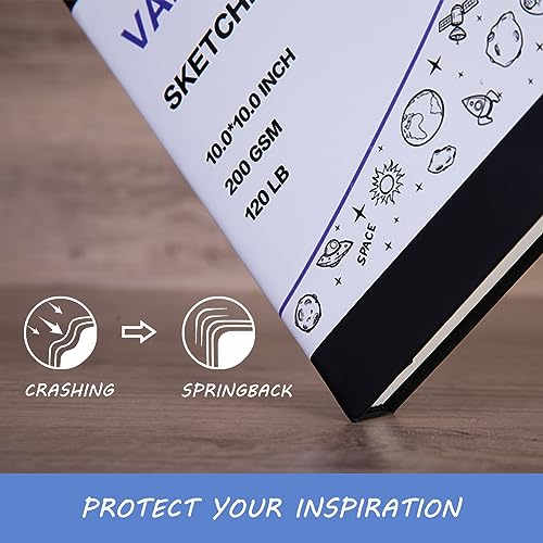 Vanrtto Hardcover Square Sketch Book, Mixed Media Sketchbook 8x8 in 2 Pack | Hardcover Square Sketchbook 120lb/200GSM Sketchbook Drawing Paper for Watercolor Mixed Media, 120 Sheets/240 Pages Sketch Pad - size: 8*8 INCH 2 PACK