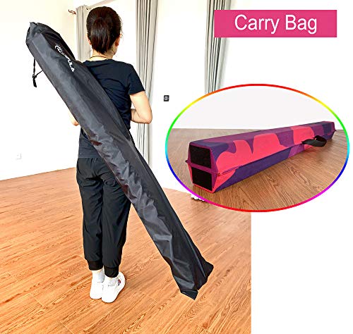 Marfula 6 FT / 8 FT / 9 FT Folding Gymnastics Beam Foam Balance Floor Beam - color: PinkPurple-Camo, size: 6 Ft