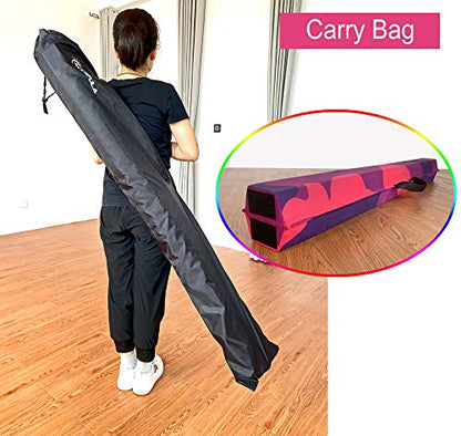 Marfula 6 FT / 8 FT / 9 FT Folding Gymnastics Beam Foam Balance Floor Beam - color: PinkPurple-Camo, size: 8 Ft