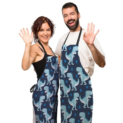 Funny Aprons for Adults Men Dinosaur Man Apron for Kitchen Cooking Restaurant BBQ Painting Crafting Gardening 27” (W) x 31” (H), Waterproof Apron - color: Dinosaur