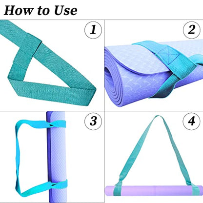 Tenalleys 1Pcs Adjustable Yoga Mat Strap Multi-Purpose Straps Easy-Cinch Yoga Mat Sling - color: Light Blue