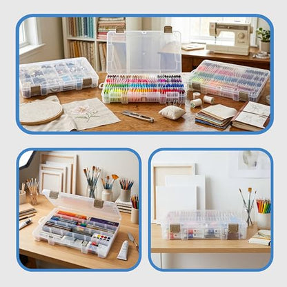 ArtBin Floss Finder Box: Clear Sewing Organizer with 6 Compartments, 12 Dividers, Durable - Perfect for Embroidery Floss and Small Sewing Supplies Storage | 6 Compartments, 12 Dividers, 10.75 x 7.375 x 1.75 Inches, For Embroidery Floss and Small Supplies,