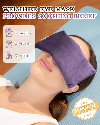 Hihealer Weighted Eye Mask for Sleeping, Lavender Eye Pillow for Spa Yoga - color: Purple