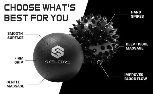 Skelcore 2-Piece Therapy Massage Ball Set - Lacrosse & Trigger Point Balls for Back Pain Relief, Foot Massager, Physical Therapy, Plantar Fasciitis, Deep Tissue Myofascial Release, Exercise & Yoga