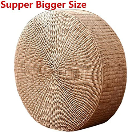 HUAWELL 2 Pack Super Bigger Size Tatami Floor Pillow Sitting Cushion, Round Padded Room Floor Straw Mat for Outdoor Seat Dia: 60CM (23.6) - style: 23.6 Inch
