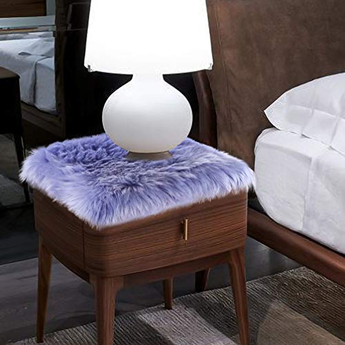 Softlife Square Faux Fur Sheepskin Chair Cover Seat Cushion Pad Super Soft Area Rugs for Living Bedroom Sofa (1.6ft x 1.6ft, Lavender) 1 pack - color: Lavender
