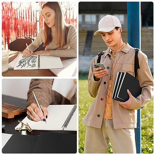 EUSOAR Blank Spiral Notebook, A4 3 Packs 8.5"x 11" Hardcover Blank Kraft Sketch Notebook Bulk，College Wirebound Memo Notepads Diary Planner Notebook Journal with Unlined Paper 120pages/60sheets - color: Black, size: A4-3 Packs