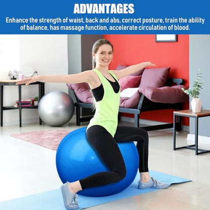 Leyndo 4 Pcs 26 Inch Yoga Exercise Ball Pilates - color: Blue