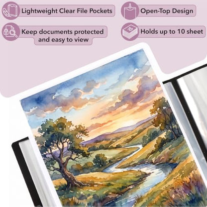 Mr. Pen- Art Portfolio Folder, 12.7"x9.25" Inner Sheet Size, 40 Pocket | Large Display Folder with Clear Sheet Protectors for Artwork, Music Sheets, Documents, Presentations & Organization