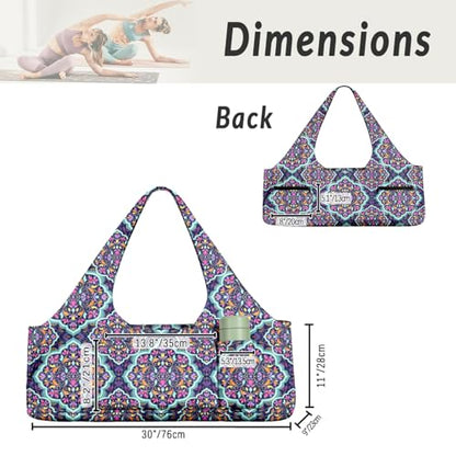 Yoga Mat Bag for Women Men Large Yoga Bag Travel - color: Purple