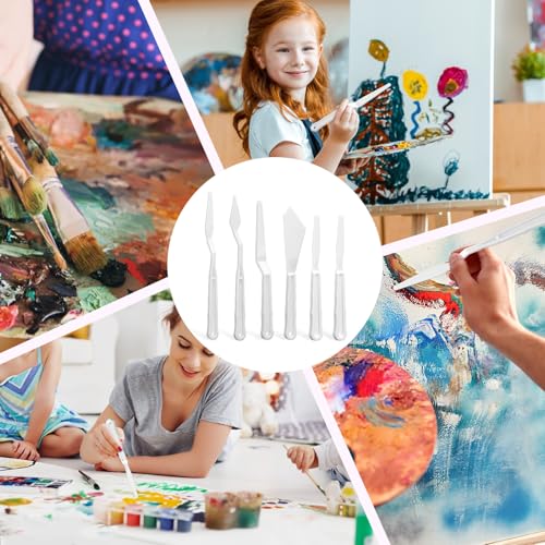30 Pcs Paint Spatula Tools Plastic Painting Palette Knives White Art Artist Knife Tools Thin and Flexible Art Pallet Knife Palette Knife Set for Oil Acrylic Painting Color Mixing