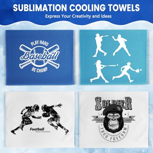 Hosuly 150 Pack Cooling Towels Bulk 40 x 12 Inch Large Chilly Breathable Sweat Sports Cold Towels Sublimation Microfiber Ice Neck Rag for Hot Weather Workout Gym Team Gift (Dark Blue,Light Blue,White) - color: Dark Blue,light Blue,white