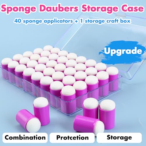 40 Pieces Sponges Daubers with Storage Case - Finger Sponge Daubers with Soft Sponge Head - Perfect for Painting, Drawing, Stenciling, Card Making and More - color: Purple