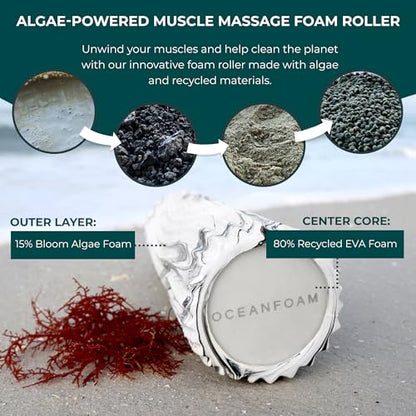Oceanfoam Tidal Roller - Black Marbled - Muscle Massage Foam Roller for Back Pain & Stretching - Firm and Ergonomic Wide Wave Textured - Yoga, Athletics, & Wellness - Full Size, 20" x 5" - color: Black Marbled