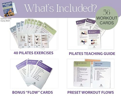 56 Pilates Cards- Use with Magic Circle - 40 Exercises Pilates Workout Cards with the Ring and Ball - Detailed Photos and Video Instructions - Equipment Optional. (56 Pilates Cards with Equipment)