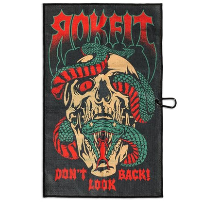 RokFit Gym & Golf Towel – Multi-Use, Quick-Dry, Durable Utility Towel with Bold Graphic and Carabiner Clip (Don't Look Back) - color: Don't Look Back
