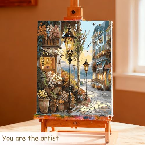 Muzagroo Paint by Numbers Oil Painting Kits for Adults DIY Streetscape Oil Painting for Beginners Hand Crafts Kits with Brushes and Acrylic Paints 16x20 inches (Streetscape) - color: Streetscape
