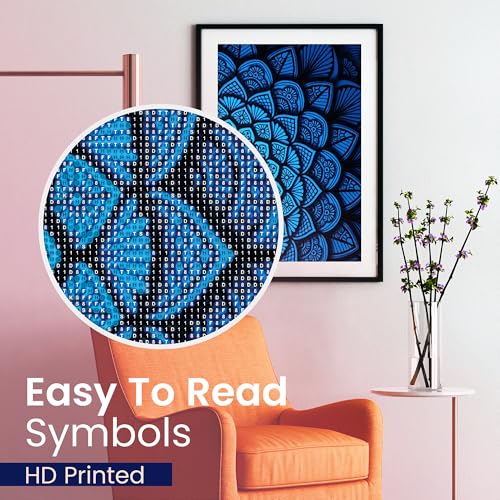 Modern Merch Mandala Diamond Art Kits for Adults, Blue and Black Pattern 5D Diamond Painting for Adults, DIY Mandala Wall Art, Cross Stitch Pattern Gem Art, Full Round Drill 12x16 - color: Blue Mandala