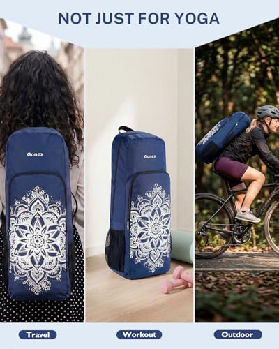 Gonex Yoga Mat Bag Convertible Backpack Blocks Carrier with Wet Pocket - color: Blue