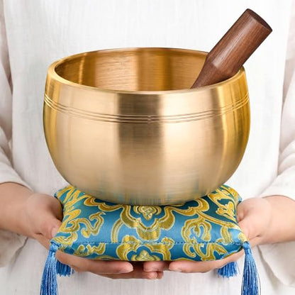 Hihealer 티베트 싱잉 볼, 대형 정통 명상 사운드 볼 (15.2cm(6인치) 블루) - color: 15.2cm(6인치) 블루