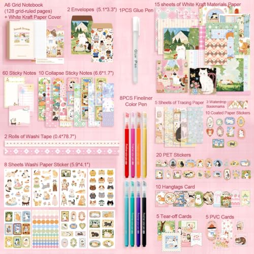 166pcs DIY Journal Kit for Girls Scrapbook Supplies Kit for Kids Tween | Girl Gifts Trendy Stuff Stocking Stuffers Stationery Set Journaling Supplies Cute Stickers Art Crafts Kit Ideal Gifts