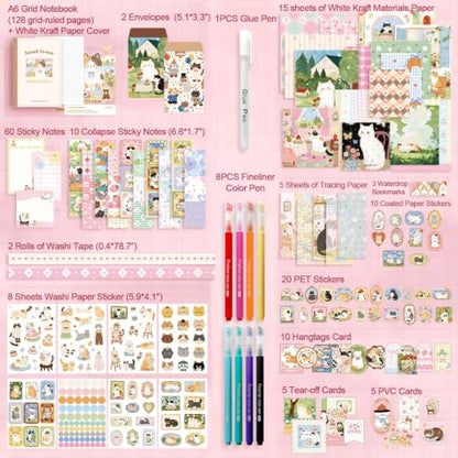 166pcs DIY Journal Kit for Girls Scrapbook Supplies Kit for Kids Tween | Girl Gifts Trendy Stuff Stocking Stuffers Stationery Set Journaling Supplies Cute Stickers Art Crafts Kit Ideal Gifts