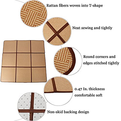 Nisorpa 71'' x 71'' Japanese Rug Tatami Rug Mat 0.47'' Thick Tatami Mat - color: Brown