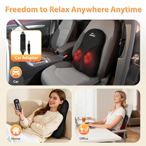 Shiatsu Back and Neck Massager for Pain Relief Deep Tissue, 3D Kneading Lower Back Massager Pillow with Vibration Airbag for Back Neck Shoulder and Legs, Gifts for Mom,Dad,Women - color: Black-03