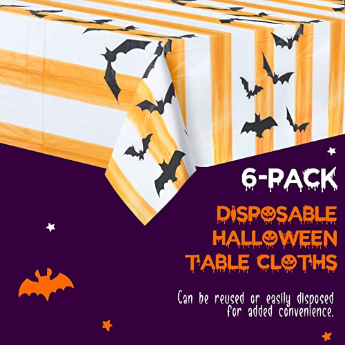 MATICAN Halloween Tablecloth, 6-Pack Disposable Halloween Table Cloths, Bats Plastic Table Covers, 54 x 108 Inches, Halloween Party Decorations - color: Bats
