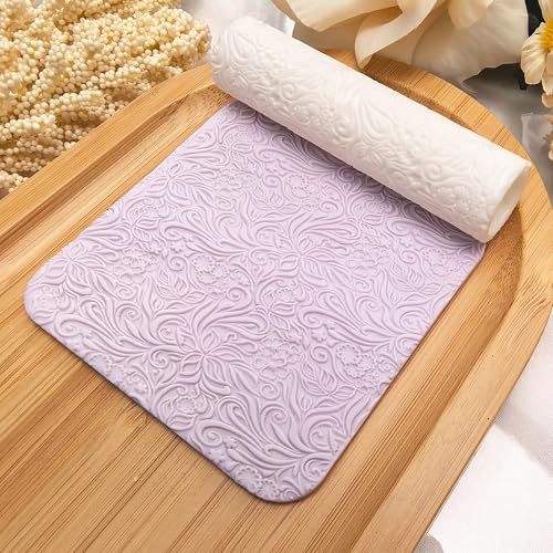 Polymer Clay Texture Roller Work with Polymer Clay Cutters for DIY Earrings Jewelry Making Craft Supplies (French Flower Pattern) - color: French Flower