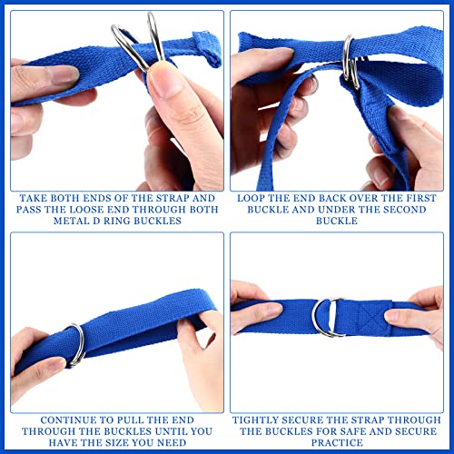 6 Pcs Yoga Straps for Stretching 8 Ft, Safe D Ring Buckle - color: Royal Blue