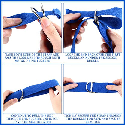 6 Pcs Yoga Straps for Stretching 8 Ft, Safe D Ring Buckle - color: Royal Blue