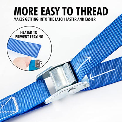 Cartman 1" x 12' Lashing Straps Up To 600lbs,4pk Blue - color: Blue, size: 4 PK