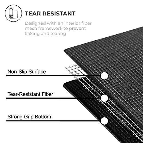 Ascend 6mm Thick Yoga Mat Roll, 50ft x 24in - color: Black
