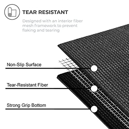 Ascend 6mm Thick Yoga Mat Roll, 50ft x 24in - color: Black