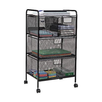 Mind Reader Cart with Drawers, Multipurpose Office Organizer, Utility Cart, Rolling Storage, Metal Mesh, Black - style: 4-Drawers