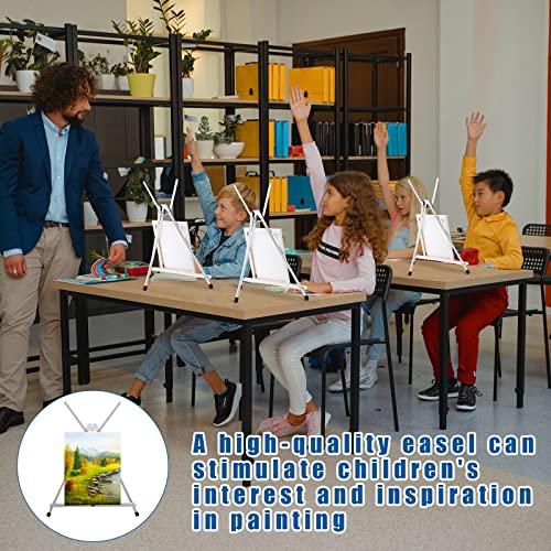 Xinnun 12 Pcs Aluminum 15'' to 21'' High Tabletop Easel Display Adjustable Portable Tripod Desktop with Extension Arm Wings and Rubber Feet for Canvas, Paintings Suitable for School Studio (Silver)