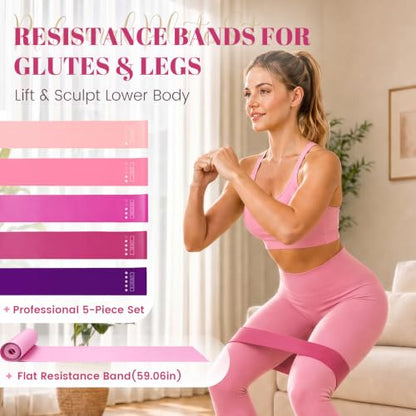 Pilates Kit for Women, At Home Equipment Set for Full Body Workout - color: Pink