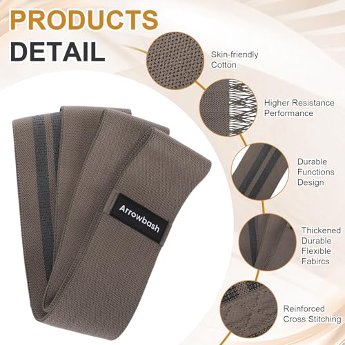 Arrowbash 40" Long Fabric Resistance Band for Working Out Women Men Non-Slip Exercise Stretch Band with Bag for Stretching Exercise, Yoga, Home Fitness - color: Dark Brown, style: 70lbs