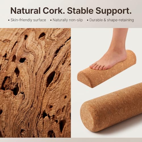 Natural Cork Balance Board Kit, 4-in-1 Foot & Ankle Strengthener Kit, Balance Trainer with Massage Roller & Ball, Toe Resistance Bands, Portable Balances Trainer for Home, Office