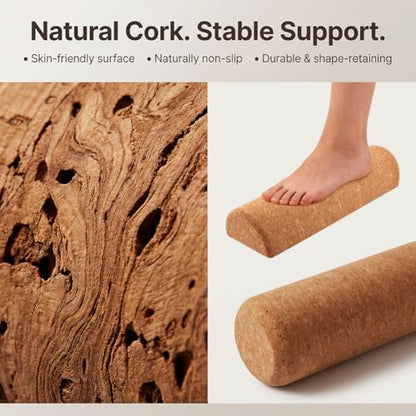 Natural Cork Balance Board Kit, 4-in-1 Foot & Ankle Strengthener Kit, Balance Trainer with Massage Roller & Ball, Toe Resistance Bands, Portable Balances Trainer for Home, Office